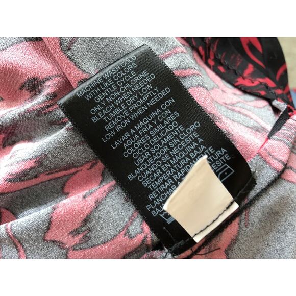 Norma Kamali Tie Wrap Dress Crisscross Black Red Floral Sleeveless Womens Size S - Picture 12 of 12